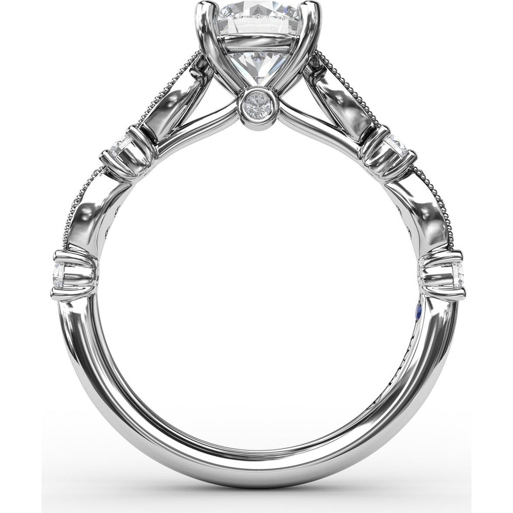 Vintage Inspired Engagement Ring Setting with Milgrain and Round Diamond Accents by Fana - 0.28 Carat Total Diamond Weight