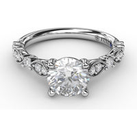 Vintage Inspired Engagement Ring Setting with Milgrain and Round Diamond Accents by Fana - 0.28 Carat Total Diamond Weight