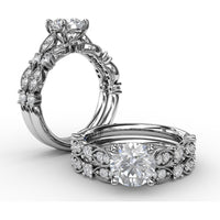 Vintage Inspired Engagement Ring Setting with Milgrain and Round Diamond Accents by Fana - 0.28 Carat Total Diamond Weight