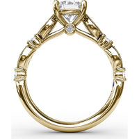 Vintage Inspired Engagement Ring Setting with Milgrain and Round Diamond Accents by Fana - 0.28 Carat Total Diamond Weight