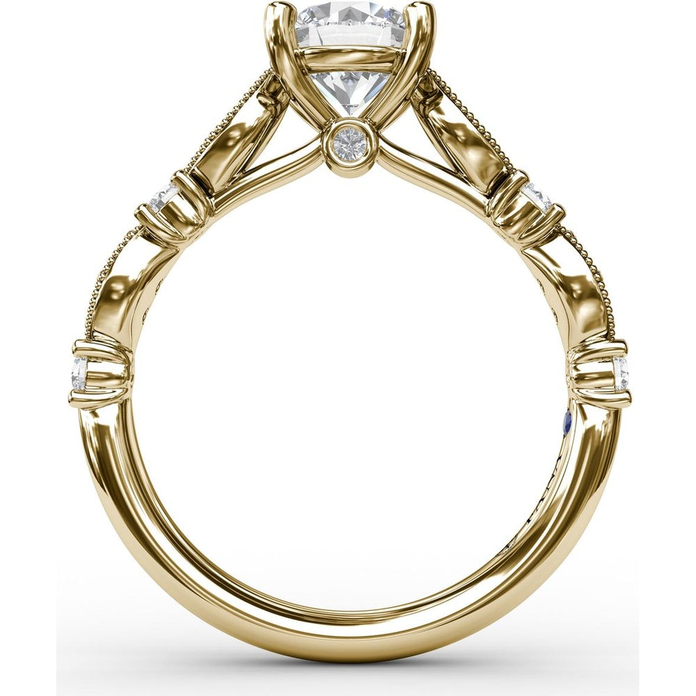 Vintage Inspired Engagement Ring Setting with Milgrain and Round Diamond Accents by Fana - 0.28 Carat Total Diamond Weight