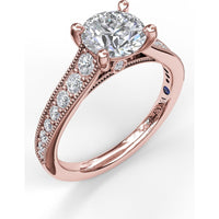 Vintage-Inspired Engagement Ring Setting with Milgrain Edge and Pavé Diamond Band by Fana - 0.39 Carat Total Diamond Weight