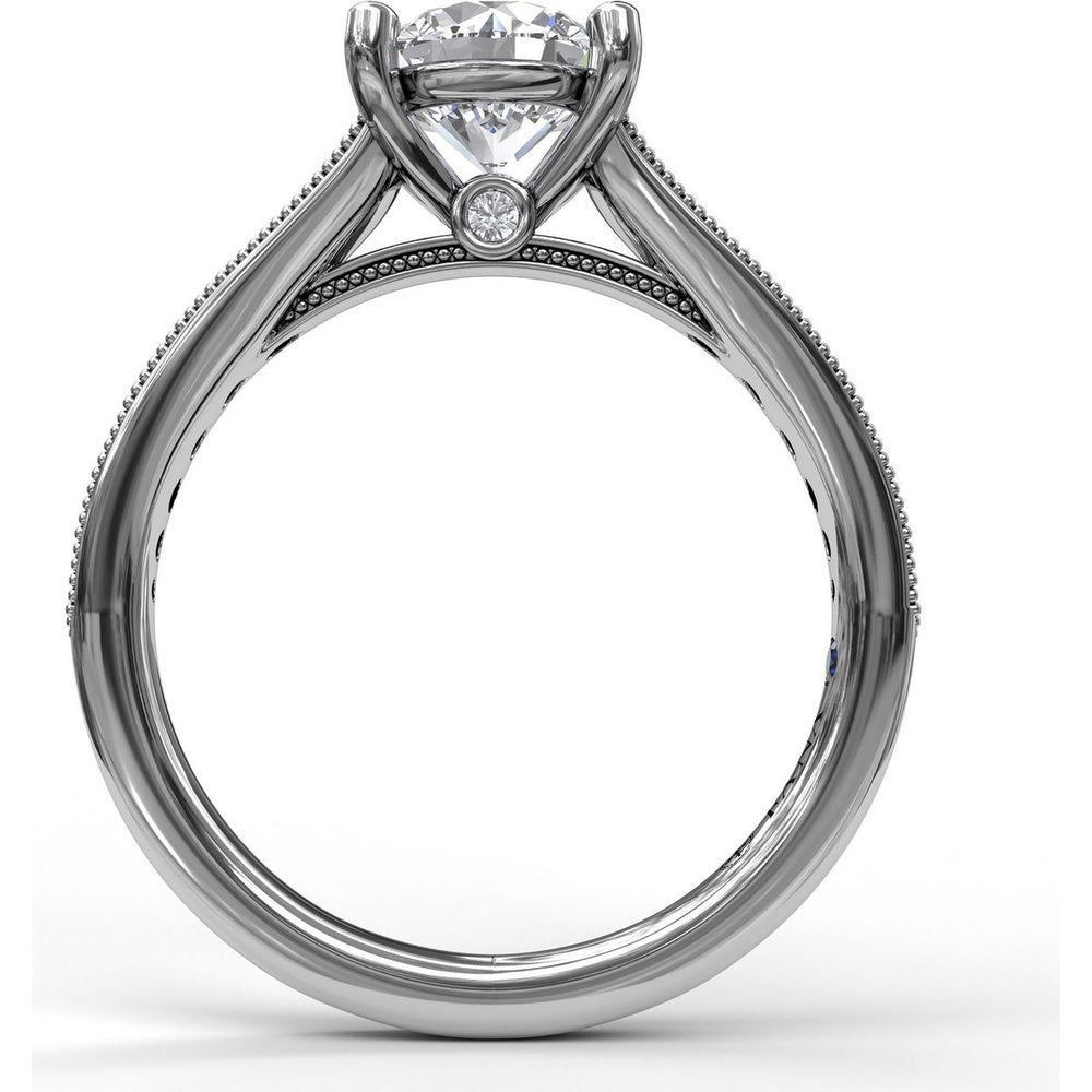 Vintage-Inspired Engagement Ring Setting with Milgrain Edge and Pavé Diamond Band by Fana - 0.39 Carat Total Diamond Weight
