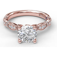 Vintage Inspired Engagement Ring Setting with Twisted Milgrain Pavé Band by Fana - 0.15 Carat Total Diamond Weight