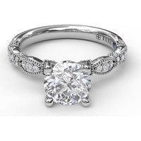 Vintage Inspired Engagement Ring Setting with Twisted Milgrain Pavé Band by Fana - 0.15 Carat Total Diamond Weight