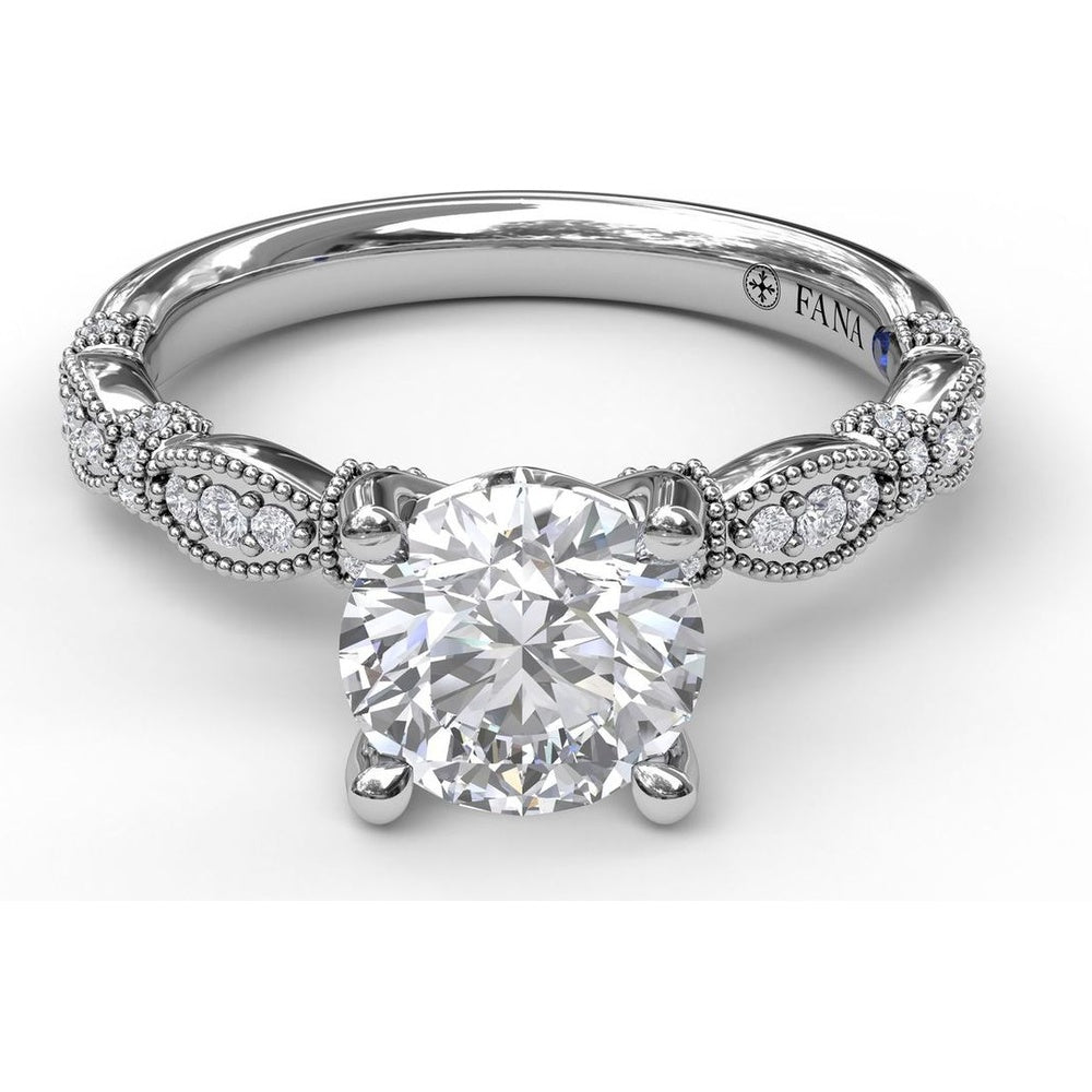 Vintage Inspired Engagement Ring Setting with Twisted Milgrain Pavé Band by Fana - 0.15 Carat Total Diamond Weight