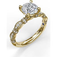 Vintage Inspired Engagement Ring Setting with Twisted Milgrain Pavé Band by Fana - 0.15 Carat Total Diamond Weight