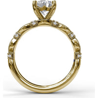 Vintage Inspired Engagement Ring Setting with Twisted Milgrain Pavé Band by Fana - 0.15 Carat Total Diamond Weight