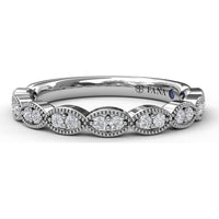 Vintage Inspired Marquise Link Diamond Wedding Band with Milgrain Detail by Fana - 0.19 Carat Total Diamond Weight