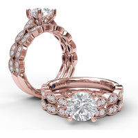 Vintage Inspired Marquise Link Diamond Wedding Band with Milgrain Detail by Fana - 0.19 Carat Total Diamond Weight