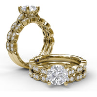 Vintage Inspired Marquise Link Diamond Wedding Band with Milgrain Detail by Fana - 0.19 Carat Total Diamond Weight