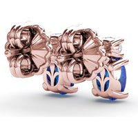 Vintage-Inspired Oval Sapphire and Round Diamond Stud Earrings by Fana - 1.63 Carat Total Gemstone Weight