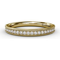 Vintage-Inspired Pavé Diamond Band with Milgrain Details by Fana - 0.20 Carat Total Diamond Weight