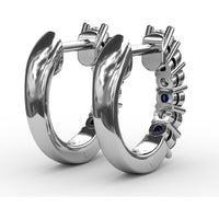 Vintage Inspired Shared-Prong Sapphire and Diamond Hoop Earrings by Fana - 0.84 Carat Total Gemstone Weight