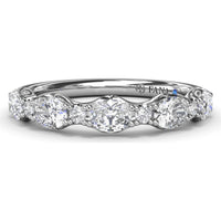 Vintage-Inspired Stackable Band with Oval and Round Diamond Cluster by Fana - 0.94 Carat Total Diamond Weight