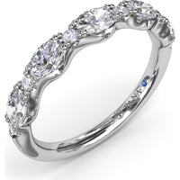 Vintage-Inspired Stackable Band with Oval and Round Diamond Cluster by Fana - 0.94 Carat Total Diamond Weight