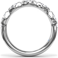 Vintage-Inspired Stackable Band with Oval and Round Diamond Cluster by Fana - 0.94 Carat Total Diamond Weight