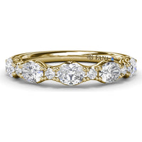 Vintage-Inspired Stackable Band with Oval and Round Diamond Cluster by Fana - 0.94 Carat Total Diamond Weight