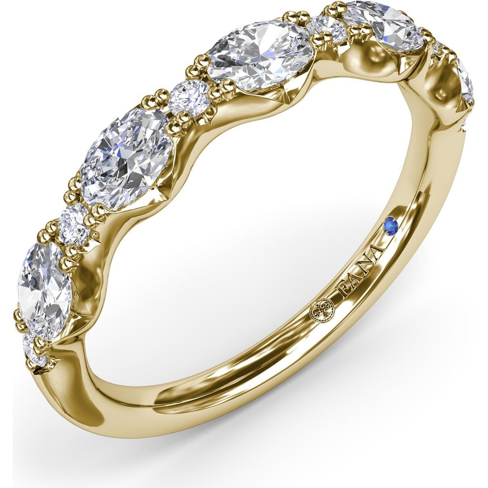 Vintage-Inspired Stackable Band with Oval and Round Diamond Cluster by Fana - 0.94 Carat Total Diamond Weight