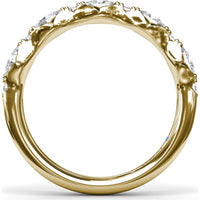 Vintage-Inspired Stackable Band with Oval and Round Diamond Cluster by Fana - 0.94 Carat Total Diamond Weight
