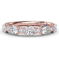 Vintage-Inspired Stackable Band with Oval and Round Diamond Cluster by Fana - 0.94 Carat Total Diamond Weight
