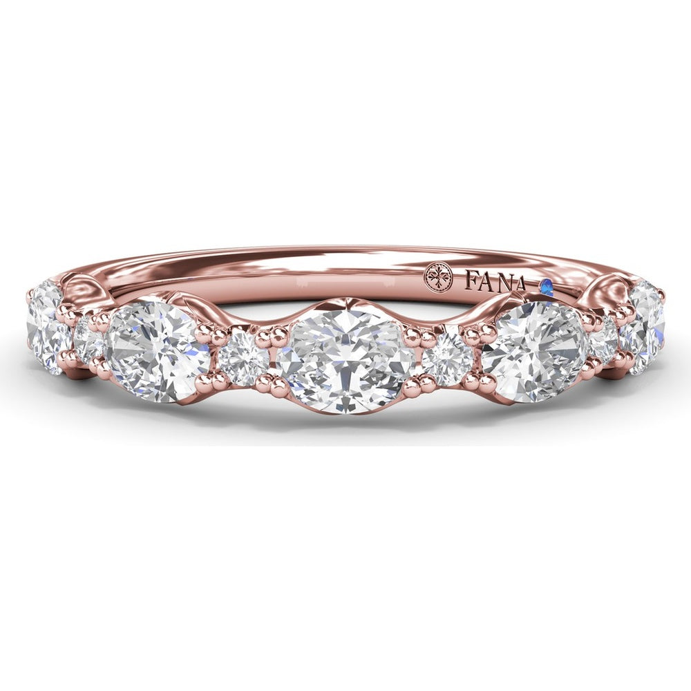 Vintage-Inspired Stackable Band with Oval and Round Diamond Cluster by Fana - 0.94 Carat Total Diamond Weight