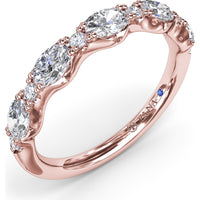 Vintage-Inspired Stackable Band with Oval and Round Diamond Cluster by Fana - 0.94 Carat Total Diamond Weight