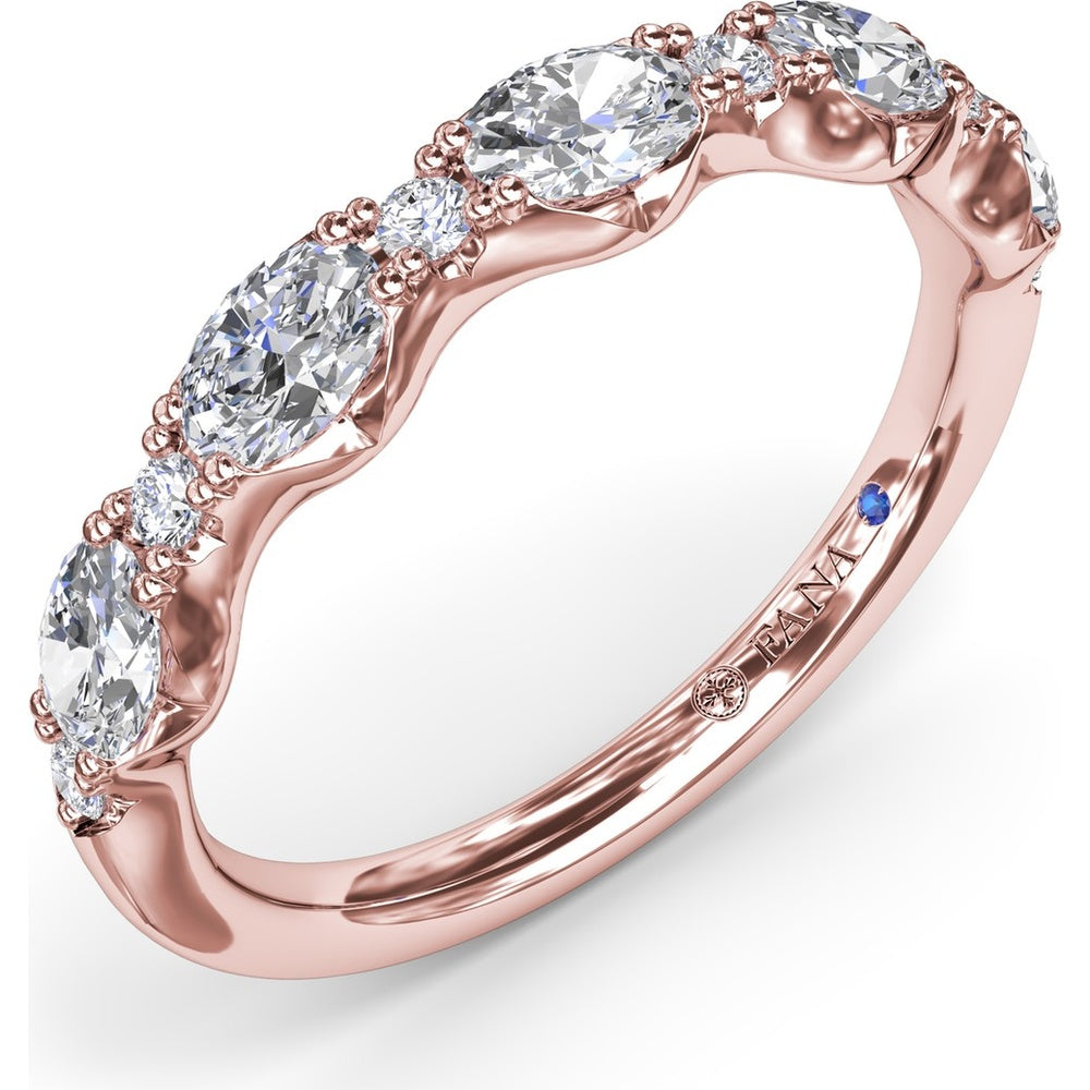 Vintage-Inspired Stackable Band with Oval and Round Diamond Cluster by Fana - 0.94 Carat Total Diamond Weight
