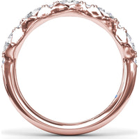 Vintage-Inspired Stackable Band with Oval and Round Diamond Cluster by Fana - 0.94 Carat Total Diamond Weight