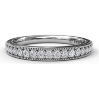 Vintage-Inspired Wedding Band with Milgrain Edge and Pavé Set Round Diamonds by Fana - 0.29 Carat Total Diamond Weight