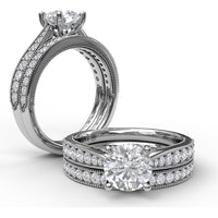 Vintage-Inspired Wedding Band with Milgrain Edge and Pavé Set Round Diamonds by Fana - 0.29 Carat Total Diamond Weight
