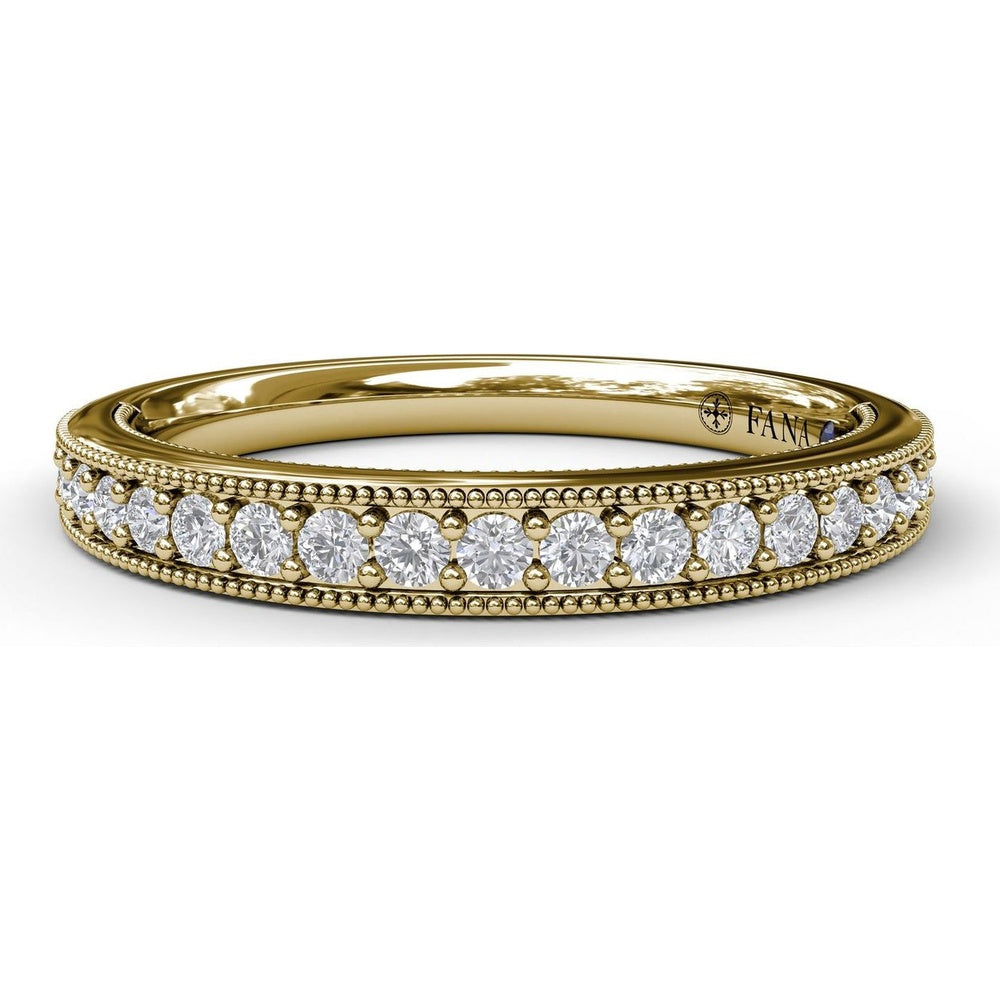 Vintage-Inspired Wedding Band with Milgrain Edge and Pavé Set Round Diamonds by Fana - 0.29 Carat Total Diamond Weight