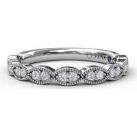 Vintage Inspired Wedding Band with Milgrain Framed Marquise Diamond Clusters by Fana - 0.18 Carat Total Diamond Weight