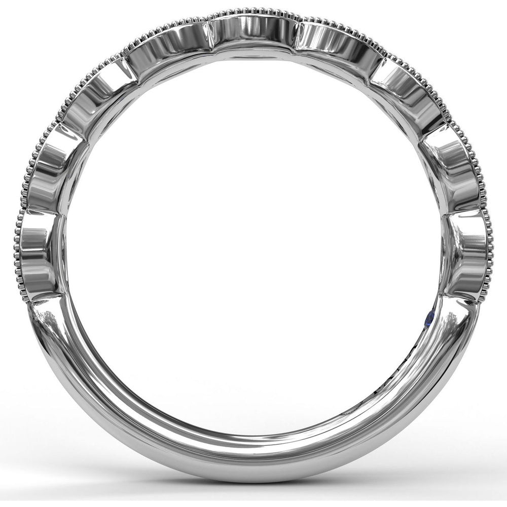 Vintage Inspired Wedding Band with Milgrain Framed Marquise Diamond Clusters by Fana - 0.18 Carat Total Diamond Weight