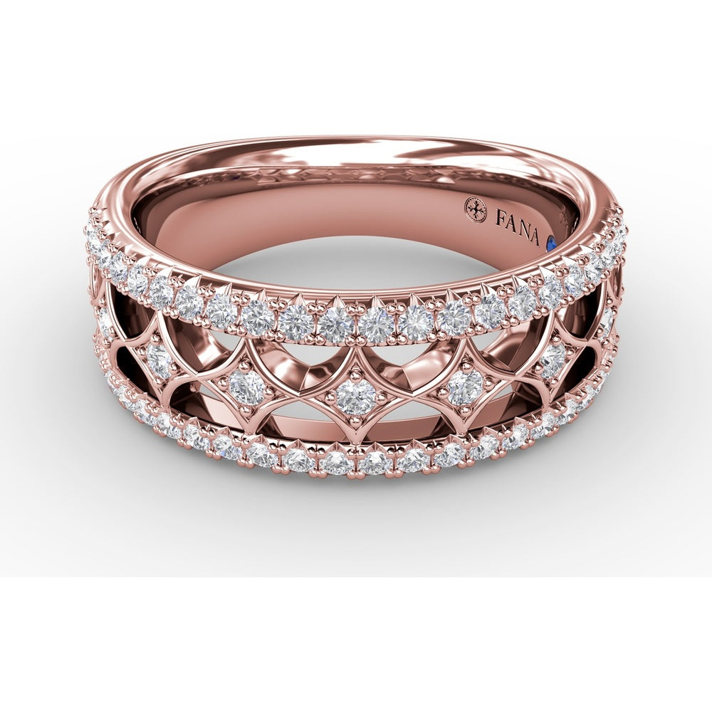 Vintage Openwork Band with Pavé Set Round Diamonds by Fana - 0.48 Carat Total Diamond Weight