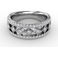 Vintage Openwork Band with Pavé Set Round Diamonds by Fana - 0.48 Carat Total Diamond Weight
