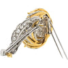 Vintage Platinum & 18K Yellow Gold Diamond Flower Brooch - Estate Jewelry