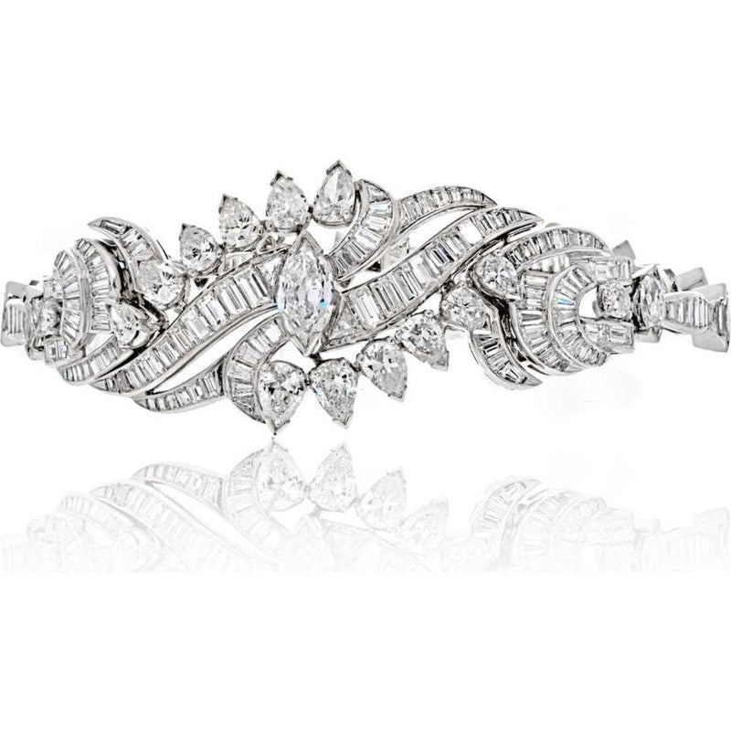 Vintage Platinum Diamond Bracelet - 25 Carats Circa 1950's Estate Jewelry
