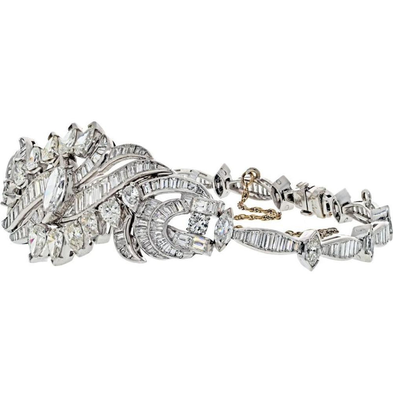 Vintage Platinum Diamond Bracelet - 25 Carats Circa 1950's Estate Jewelry