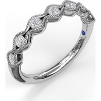 Vintage Scalloped Band with Milgrain Bezel Set Round Diamonds by Fana - 0.28 Carat Total Diamond Weight