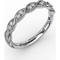 Vintage Scalloped Diamond Band with Round Diamonds in Marquise Stations by Fana - 0.12 Carat Total Diamond Weight