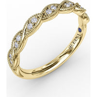 Vintage Scalloped Diamond Band with Round Diamonds in Marquise Stations by Fana - 0.12 Carat Total Diamond Weight