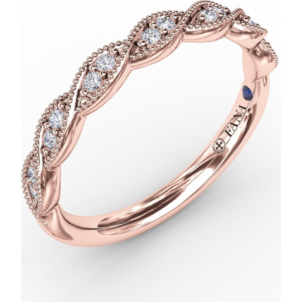 Vintage Scalloped Diamond Band with Round Diamonds in Marquise Stations by Fana - 0.12 Carat Total Diamond Weight