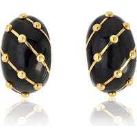 Vintage Tiffany & Co. Schlumberger 18K Yellow Gold and Black Enamel Banana Motif Earrings