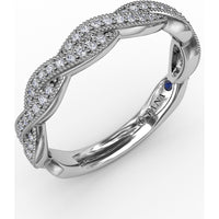 Vintage Twisted Diamond Band with Pavé-Set Round Diamonds and Milgrain Detail by Fana - 0.24 Carat Total Diamond Weight
