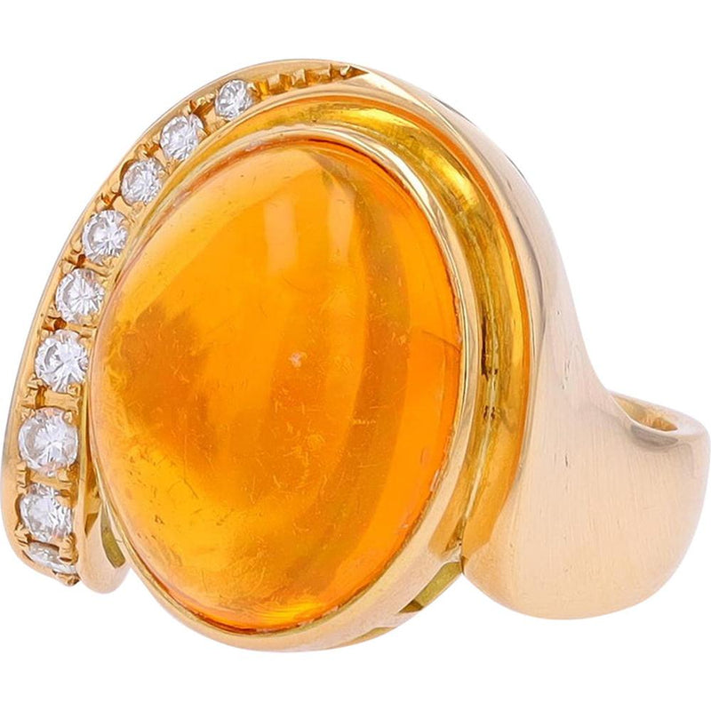 Vivid Fire Opal Sparkle 18K Yellow Gold Ring