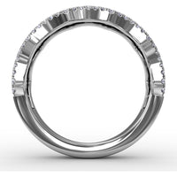 Wave Band with Alternating Round Sapphires and Prong Set Diamonds by Fana - 1.24 Carat Total Gemstone Weight