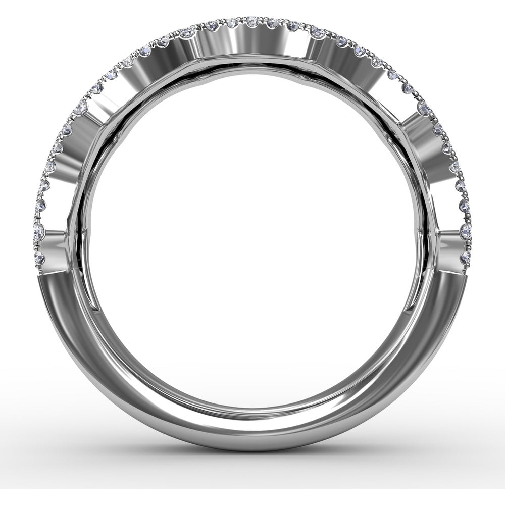 Wave Band with Alternating Round Sapphires and Prong Set Diamonds by Fana - 1.24 Carat Total Gemstone Weight