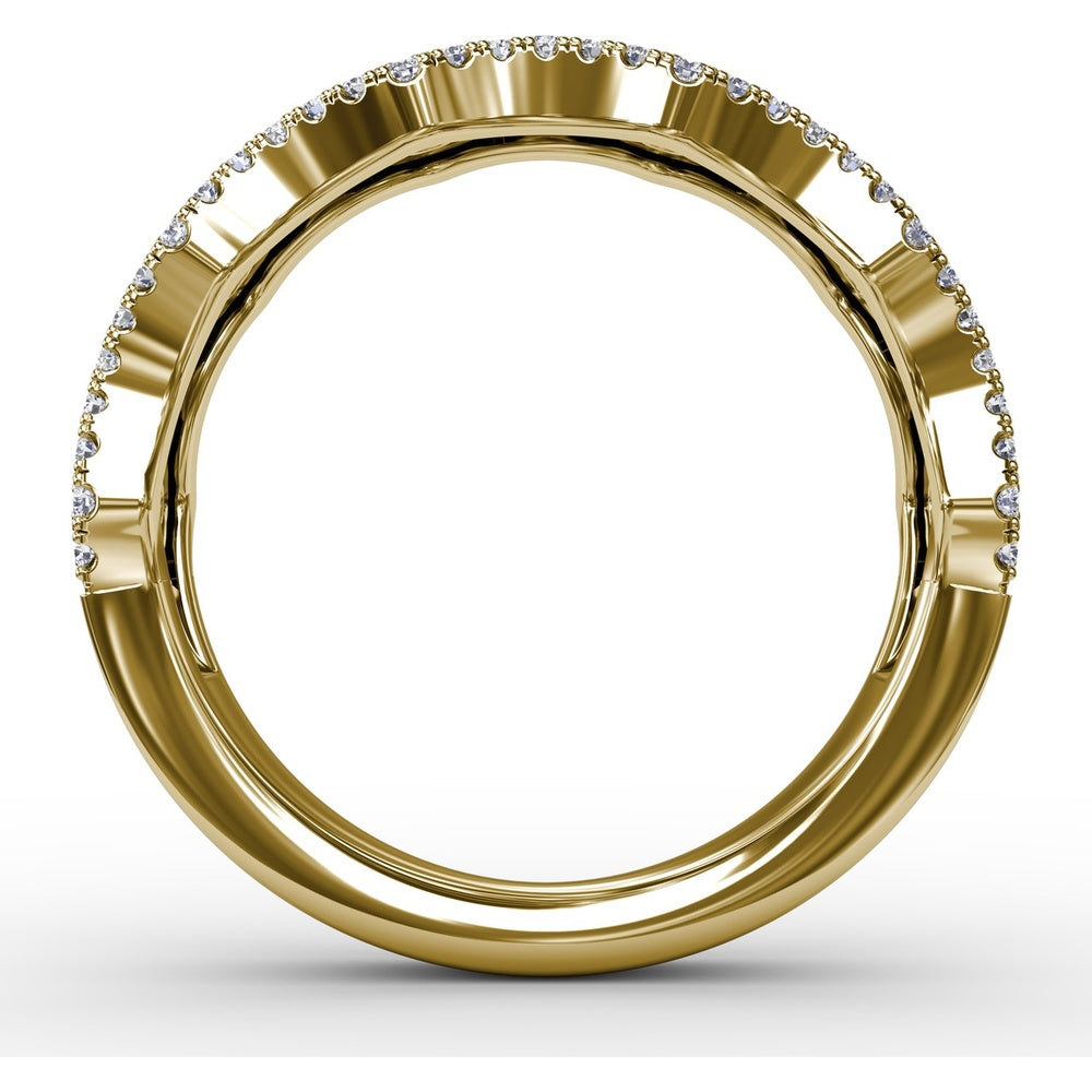 Wave Band with Alternating Round Sapphires and Prong Set Diamonds by Fana - 1.24 Carat Total Gemstone Weight