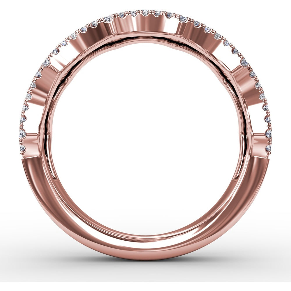 Wave Band with Alternating Round Sapphires and Prong Set Diamonds by Fana - 1.24 Carat Total Gemstone Weight